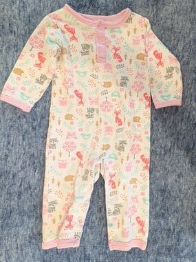 100% Cotton Pink Woodland Print Baby One-Piece